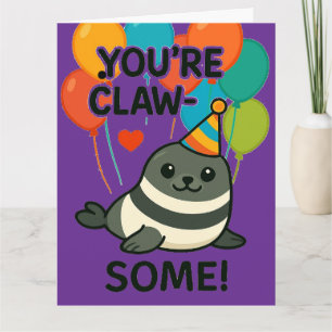 Tarjeta Aniversario de la foca divertida - "Eres un cobard