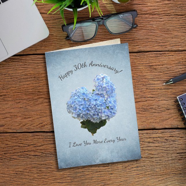 Tarjeta Aniversario de la forma del corazón Hidrangea Azul (Subido por el creador)