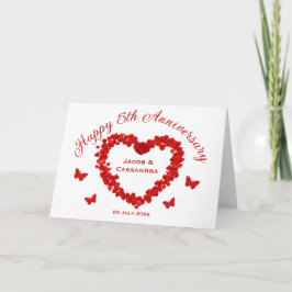 Tarjeta Aniversario de la foto de las mariposas del corazó