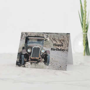 Tarjeta Aniversario de la foto de un auto desmontado en un
