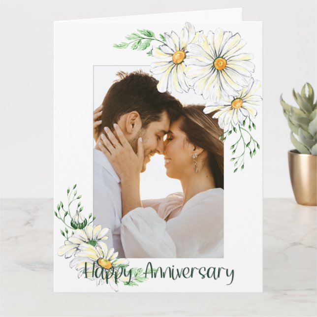 Tarjeta Aniversario de la foto del personalizado White Dai (Planta pequeña)