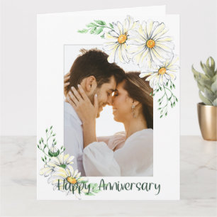 Tarjeta Aniversario de la foto del personalizado White Dai