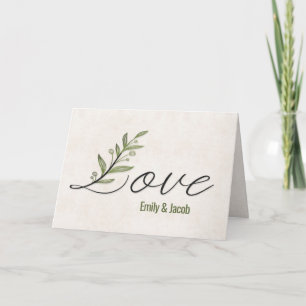 Tarjeta Aniversario de la fuente de amor con hojas
