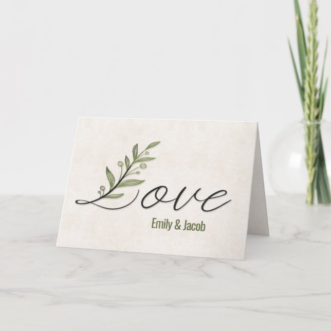 Tarjeta Aniversario de la fuente de amor con hojas (Anverso)