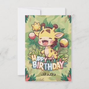 Tarjeta Aniversario de la Girafa de los Niños Elegantes