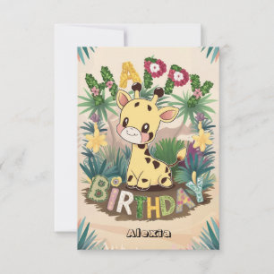 Tarjeta Aniversario de la Giraffe de los Niños bonitos