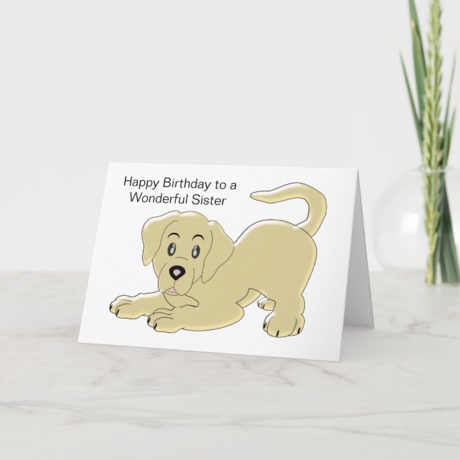 Tarjeta Aniversario de la Hermana Personalizada del Perro  (Anverso)