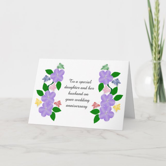Tarjeta Aniversario De La Hija Y El Boda Del Marido (Anverso)