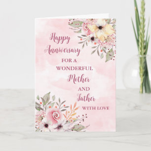 Tarjeta Aniversario de la madre floral y el padre Boda