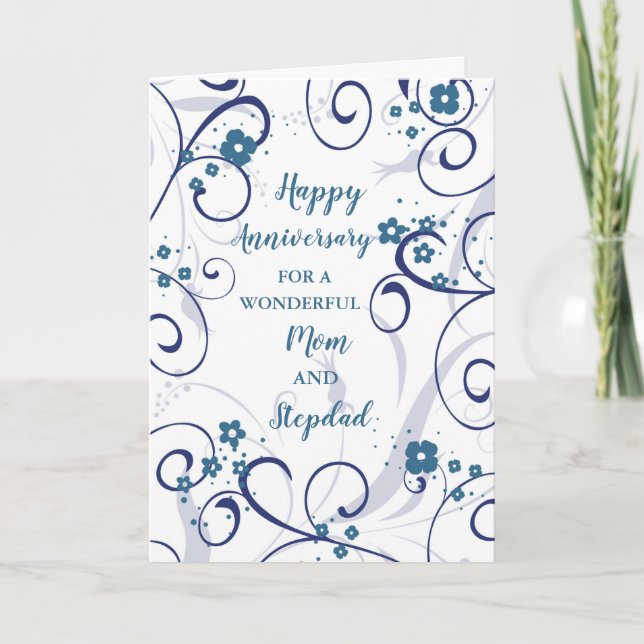 Tarjeta Aniversario de la mamá moderna y el Boda Stepdad (Anverso)