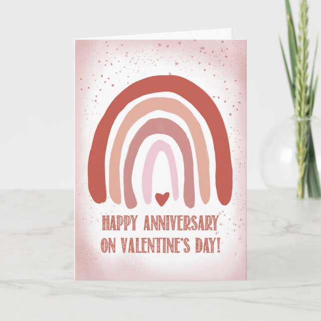 Tarjeta Aniversario de la mano Día de San Valentín pintada (Anverso)