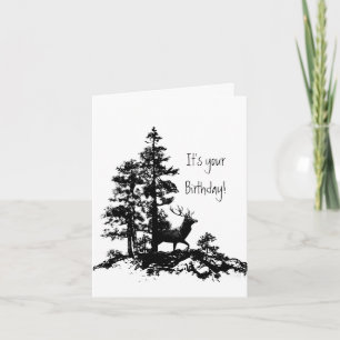 Tarjeta Aniversario de la Masculina Animal Stag Deer Tree
