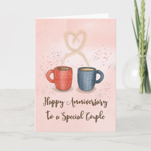Tarjeta Aniversario de la mezcla de café y la mezcla perfe (Anverso)