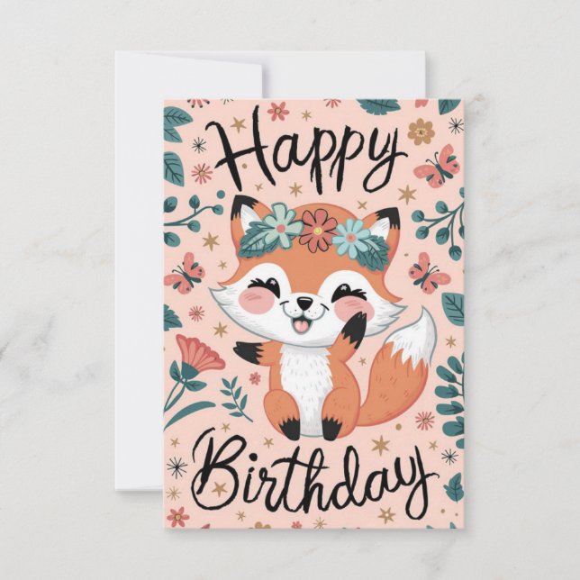 Tarjeta Aniversario de la muerte de Fox Whimsical (Anverso)