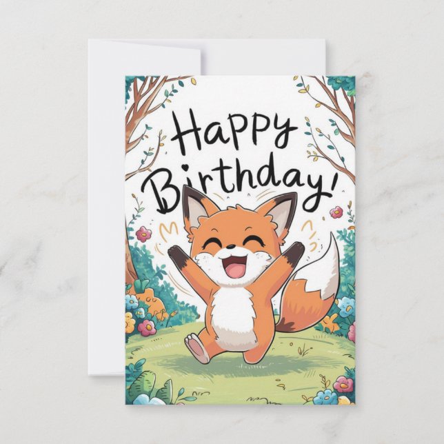Tarjeta Aniversario de la muerte de Fox Whimsical (Anverso)