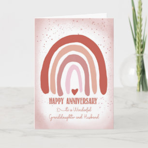 Tarjeta Aniversario de la nieta y el marido rosa suave
