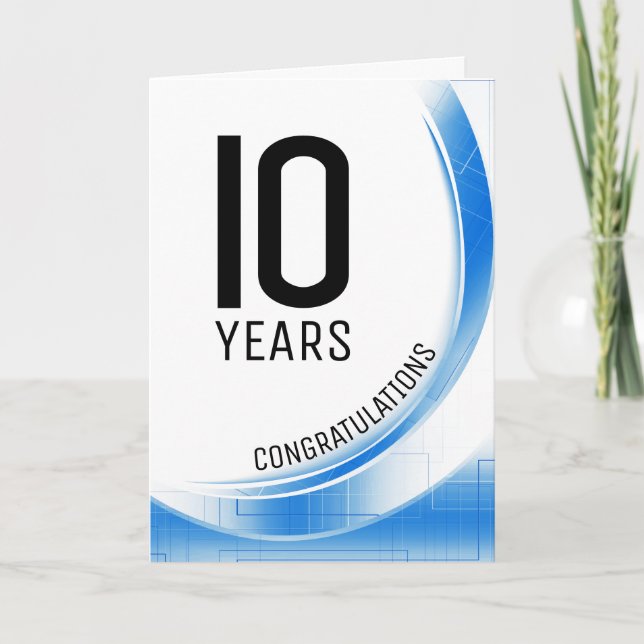 Tarjeta Aniversario de la ola de tecnología azul de los em (Anverso)