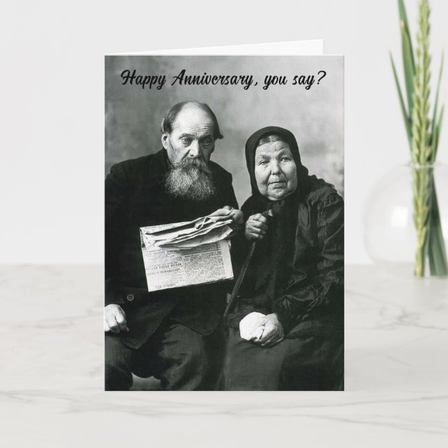 Tarjeta Aniversario de la pareja de ancianos de la foto de (Anverso)