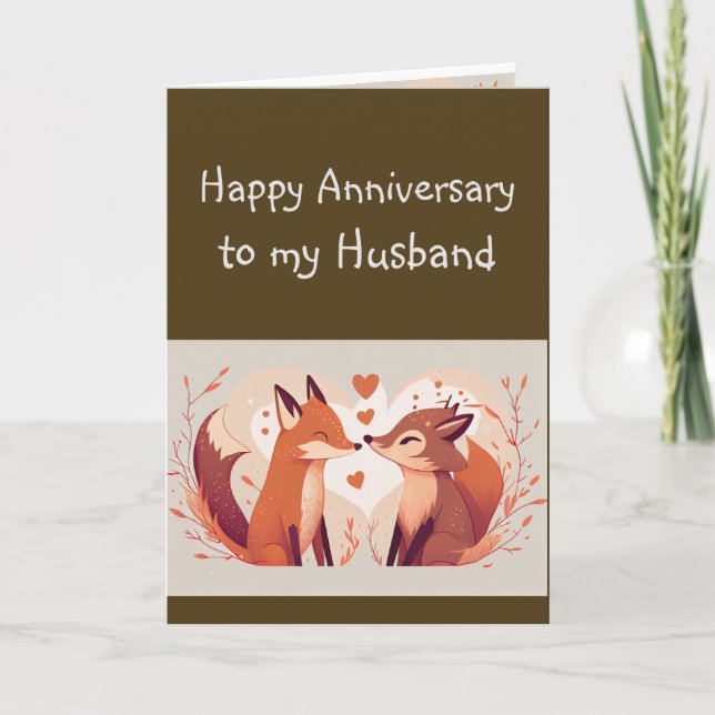 Tarjeta Aniversario de la pareja de esposos Fun Fox Animal (Anverso)