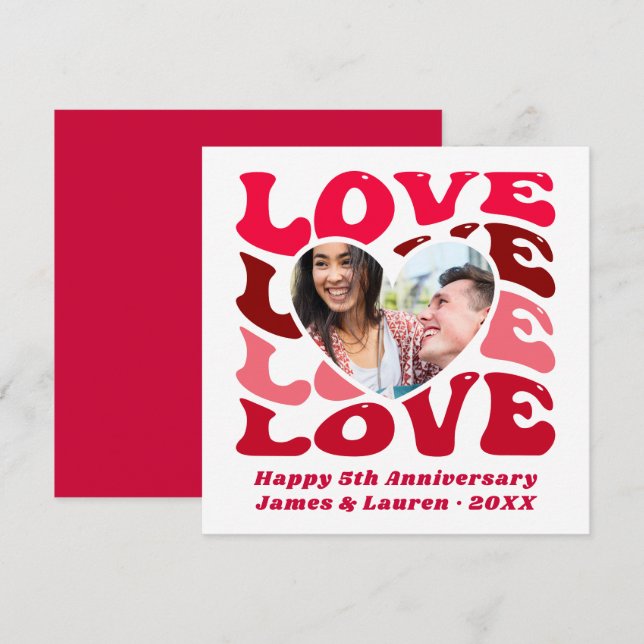 Tarjeta Aniversario de la pareja de fotos de personalizado (Anverso / Reverso)