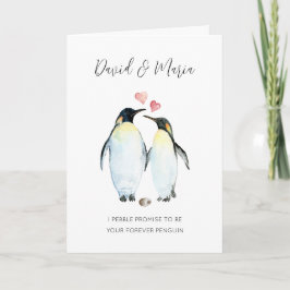Tarjeta Aniversario de la pareja pingüino