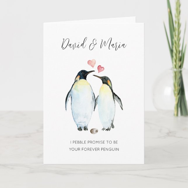 Tarjeta Aniversario de la pareja pingüino (Anverso)