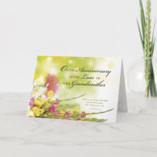 Tarjeta Aniversario de la pérdida de la abuela, muerte, fl