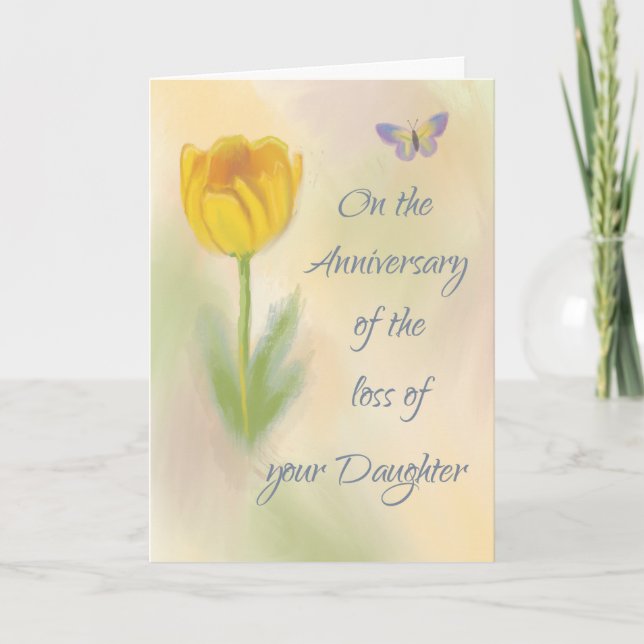 Tarjeta Aniversario de la pérdida de la flor acuarela de l (Anverso)