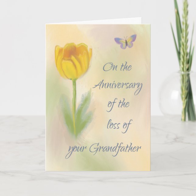 Tarjeta Aniversario de la pérdida de la flor acuarela del  (Anverso)