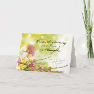 Tarjeta Aniversario de la pérdida de la hija, muerte, flor