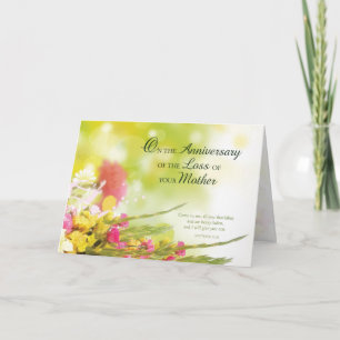 Tarjeta Aniversario de la pérdida de madre, muerte, flores