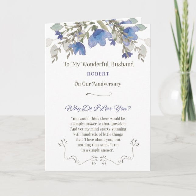 Tarjeta Aniversario de la personalización del marido con n (Anverso)