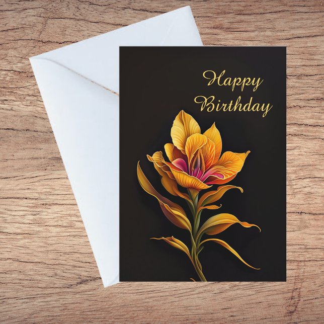 Tarjeta Aniversario de la pintura del iris amarillo floral (Subido por el creador)