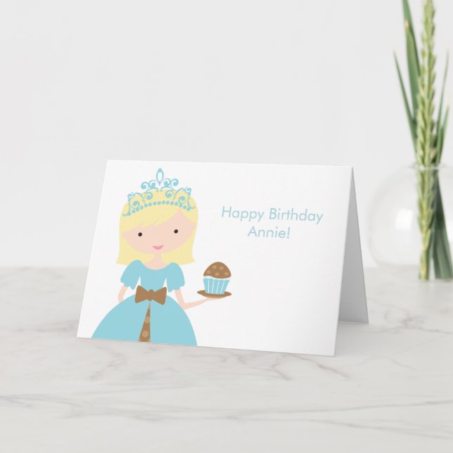 Tarjeta Aniversario de la Princesa de la Torta Azul (Anverso)