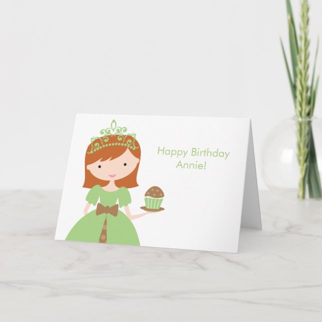Tarjeta Aniversario de la Princesa del Pastel Verde (Anverso)