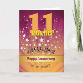 Tarjeta Aniversario de la Recuperación de 11 Meses Negrita