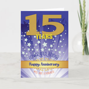 Tarjeta Aniversario de la Recuperación de 15 Años Negrita 