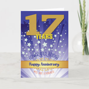 Tarjeta Aniversario de la Recuperación de 17 Años Negrita 