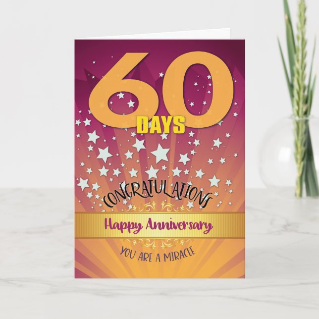 Tarjeta Aniversario de la Recuperación de 60 Días Negrita  (Anverso)