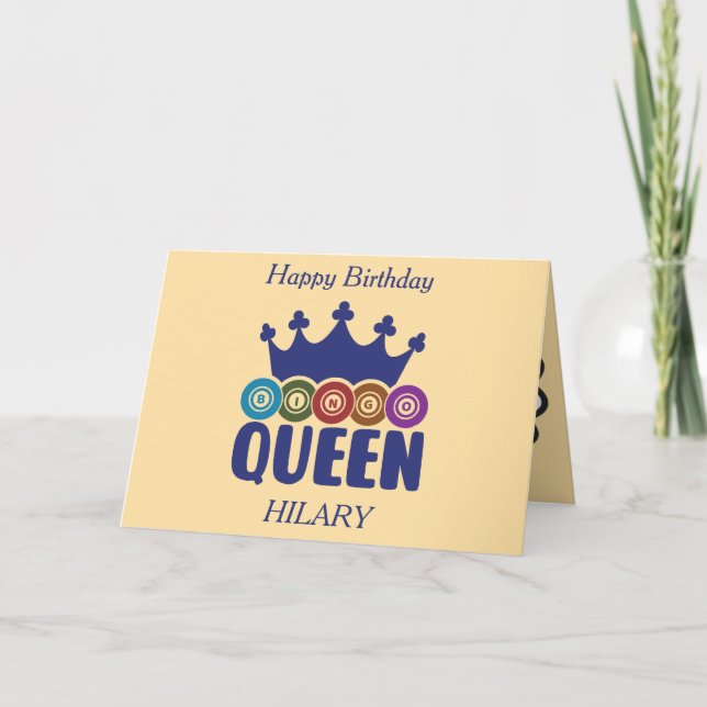 Tarjeta Aniversario de la Reina del Bingo Afortunado (Anverso)