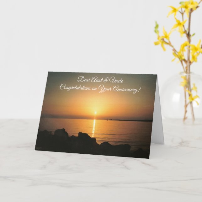 Tarjeta Aniversario de la tía Boda personalizada Sunset (flor amarilla)