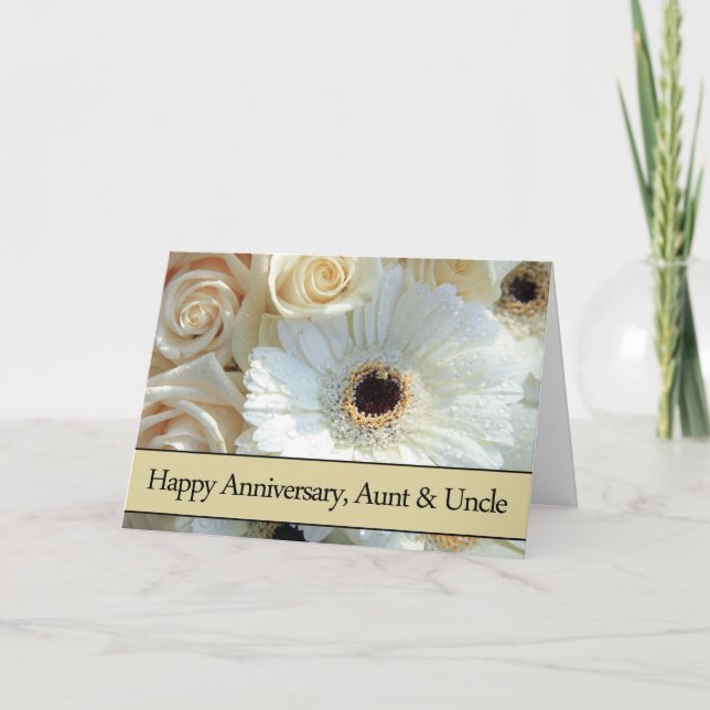 Tarjeta Aniversario de la Tía y el Tío Rosas rosadas pálid (Anverso)