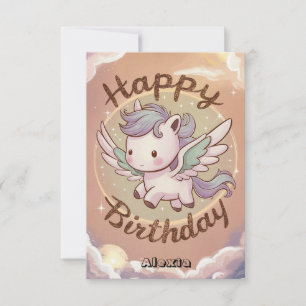 Tarjeta Aniversario de la unicornio de Cute encantado