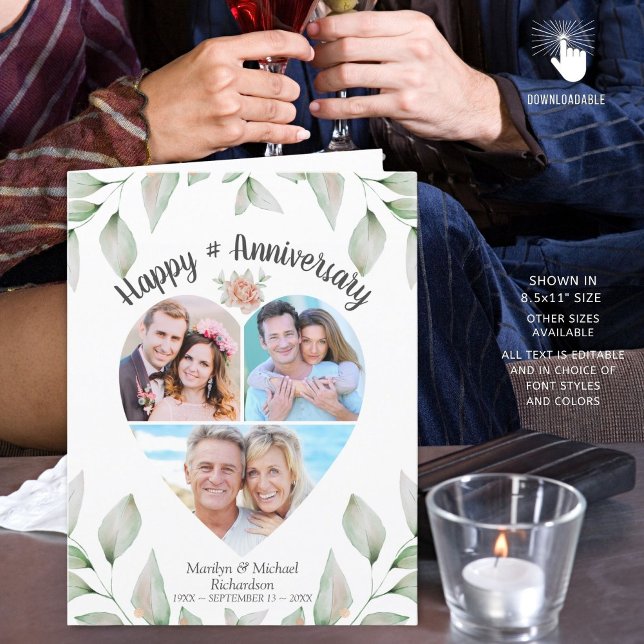 Tarjeta Aniversario de la vegetación del Collage de fotos  (Subido por el creador)