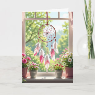 Tarjeta Aniversario de la ventana de Pink Dreamcatcher y P