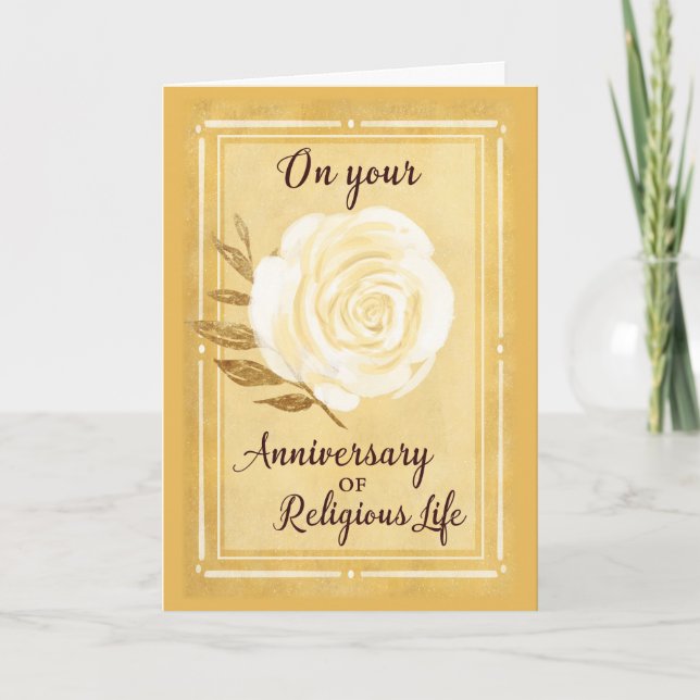 Tarjeta Aniversario de la vida religiosa, Rosa Blanca Nun (Anverso)