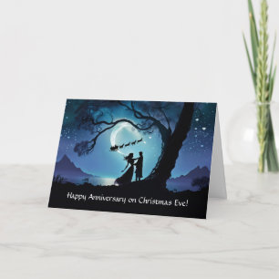 Tarjeta Aniversario de la víspera de Navidades con pareja