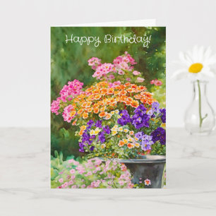 Tarjeta Aniversario de las Flores del Jardín de Verano de