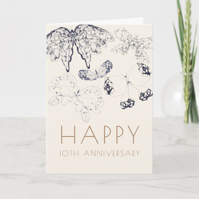 Tarjeta Aniversario de las Mariposas Clásicas Elegantes (Anverso)