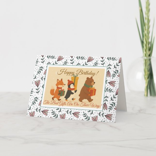 Tarjeta Aniversario de los amigos del regalo de los animal (Anverso)